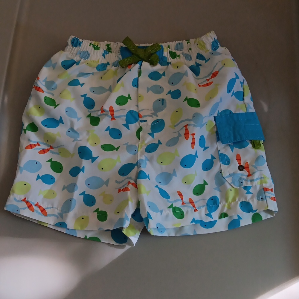 Absorba fish print swim trunks